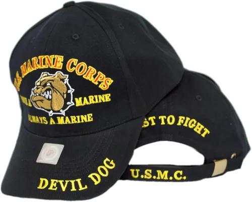 Marines Once a Marine Corps EGA Devil Dog First to Fight - Gorra bordada, color negro, Negro -