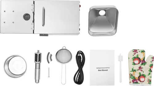 Miniatura 9 de Máquina de prensa de aceite comercial de 110 V, 8.8 lbs/h, fabricante de aceite eléctrico automático de 610 W, rango de temperatura de 104 a 410 ℉