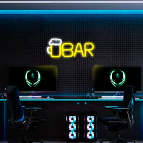 Miniatura 5 de ENUOLI Letrero de Neón de Bar, Luz de Neón de Cerveza LED para Bar, Letrero LED Alimentado por USB/Batería para Cueva de Hombre, Letrero de Neón