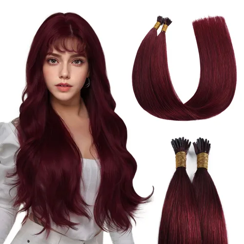 Miniatura 29 de Sunya Extensiones de cabello humano con punta en I Tip, 1.76 oz, 50 mechones por paquete, extensiones de cabello con queratina previamente unidas