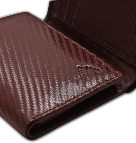 Miniatura 14 de Cartera de cuero RFID hecha a mano para hombres, elegante cartera de bolsillo frontal triple con 2 ranuras para identificación y 9 tarjetas, Negro