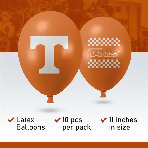 Miniatura 3 de Tennessee Volunteers Balloons - Paquete de 10 logotipos oficiales de 11 pulgadas, globos de látex de calidad de helio, perfectos para la celebración