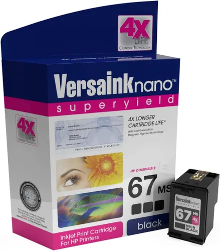 Miniatura 2 de Nano HP 67 MS MICR Cartucho de tinta negra para impresión de cheques Nano 67 CS Paquete de cartuchos de tinta tricolor, cian