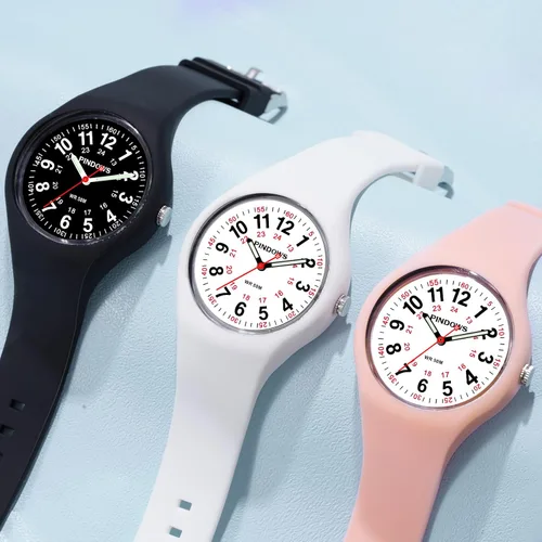 Miniatura 5 de PINDOWS Women Analog Quartz Wrist Watch with Silicone Strap for Young Women Students Easy Read Waterproof Unisex Luminous Dial