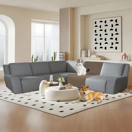 Miniatura 6 de Fundas de terciopelo 10% impermeables para sofá modular reclinable en forma de L, juego de 1 funda acolchada para sofá reclinable esquinero, lavable