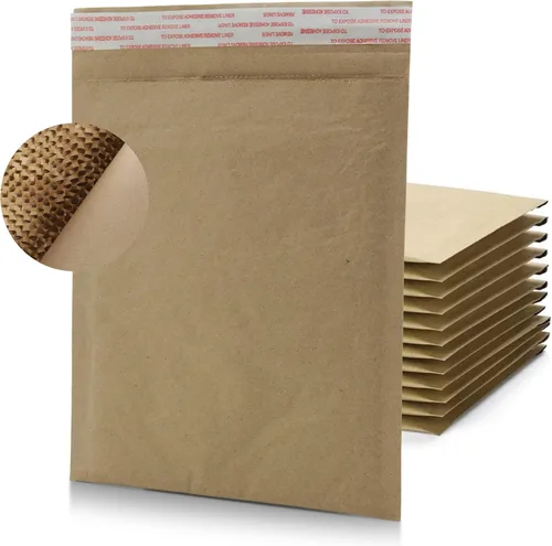 Miniatura 7 de Sobres acolchados de panal biodegradables y compostables (14.25 x 20 pulgadas – 50 unidades) sobres de envío de papel con revestimiento hexagonal