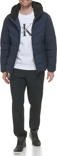 Miniatura 5 de Calvin Klein Abrigo de invierno para hombre con capucha Sherpa