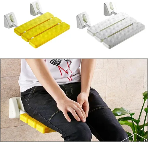 Miniatura 9 de Pilarmuture Asiento de ducha plegable montado en la pared, asiento de ducha ABS duradero antideslizante para ducha interior, silla de taburete