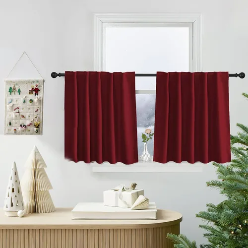 Miniatura 97 de PONY DANCE Cortinas cortas con aislamiento térmico para ventana pequeña, para guardería, baño, cocina, lavandería, caravana, sótano, 29 pulgadas