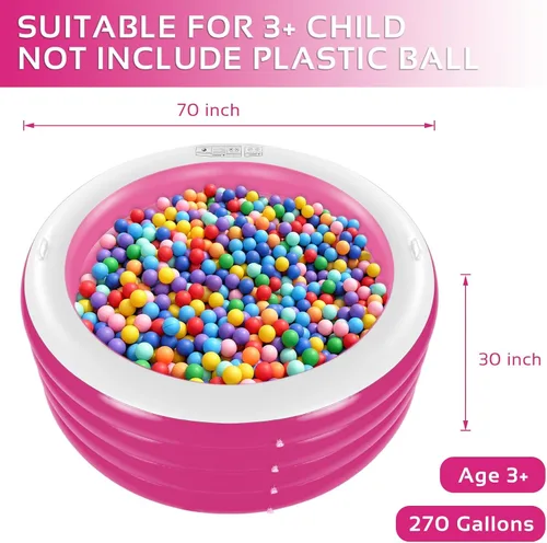 Miniatura 2 de Piscina inflable, piscina familiar redonda grande y profunda de 70"x30" con asas, piscina inflable para fiestas acuáticas de verano, al aire libre