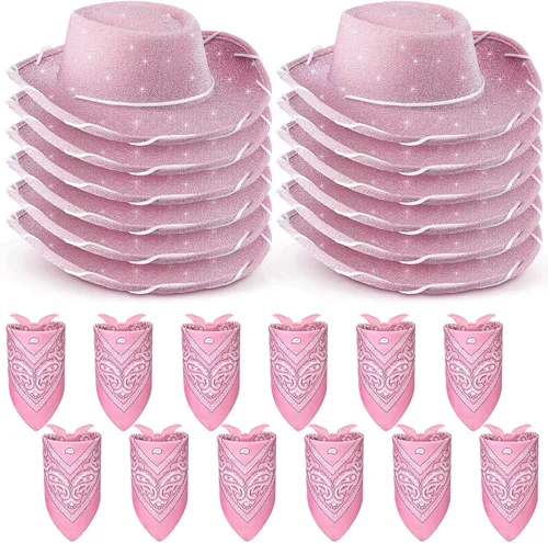 Miniatura 8 de 24 Piezas Sombreros de Vaquero y Bandanas para Niños Accesorios de Sombrero de Disfraz de Vaquero del Oeste para Niños Pequeños Suministros