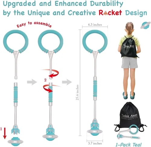 Miniatura 4 de Rocket Flashing LED Ankle Skip Fun Cool Jumping Gift for Ages 5 6 7 8 9 10+ Kids NO Battery Charging Needed Family Exercise Fitness Coordination