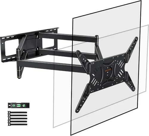 Miniatura 10 de Soporte de pared para TV de brazo largo con extensión de 25.6 pulgadas, soporte de TV de esquina de movimiento completo resistente para pantallas