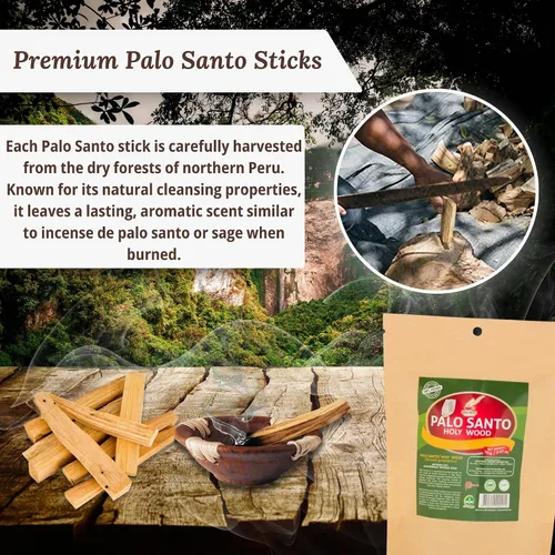 Miniatura 3 de Palitos de incienso Hanan Palo Santo Incienso 2.47 oz o 2.5oz de Incienso Palo Santo Palosanto Bursera Graveolens Corte Artesanal Varilla