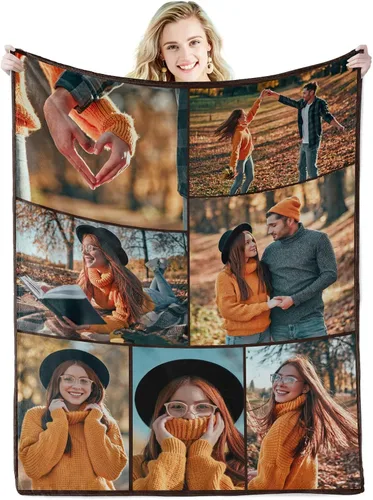 Miniatura 18 de Abybela Manta personalizada con texto fotográfico para regalos de parejas, manta personalizada con imagen, regalos para novio, novia, esposa, Foto-3