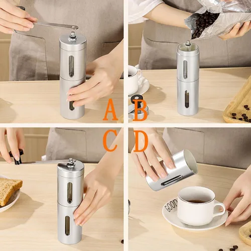 Miniatura 8 de SHINEOFI Molinillo de café de mano portátil de acero inoxidable de molienda de espesor ligero molino de frijol manual para uso en casa de camping