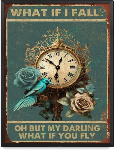 Miniatura 12 de Letrero de hojalata con diseño de búho ¿y si me caer? Oh But My Darling What If You Fly For Men Women Wall Decor Bares Restaurantes Cafés Pubs 8.00