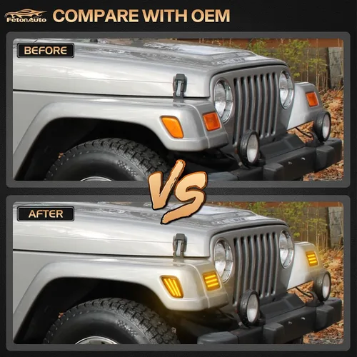 Miniatura 6 de Luces LED de señal de giro para Jeep Wrangler TJ 1997 1998 1999 2000 2001 2002 2003 2004 2005 2006, lente ahumada ámbar DRL luz de estacionamiento