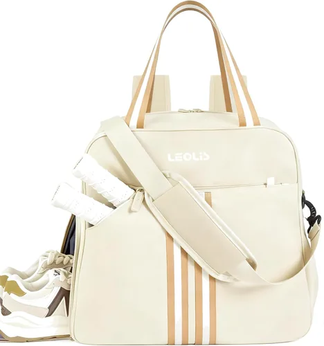 Bolsa de Pickleball Mochila de Pickleball para Mujeres Bolsa de Equipamiento Deportivo con Compartimento para Zapatos Accesorio de Regalo 30L, Beige
