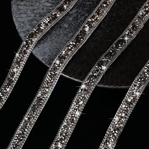 Miniatura 3 de Hicarer 3 yardas de cintas de diamantes de imitación de resina para boda, cinta autoadhesiva de diamantes de cristal, rollo de cinta de resina