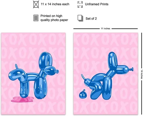 Miniatura 2 de Bonito Juego de Baño Rosa Azul 11x14 - Arte de Pared de Baño Funky Indie Moderno Preppy Divertido Decoraciones - Decoración de Baño Pequeño Estética