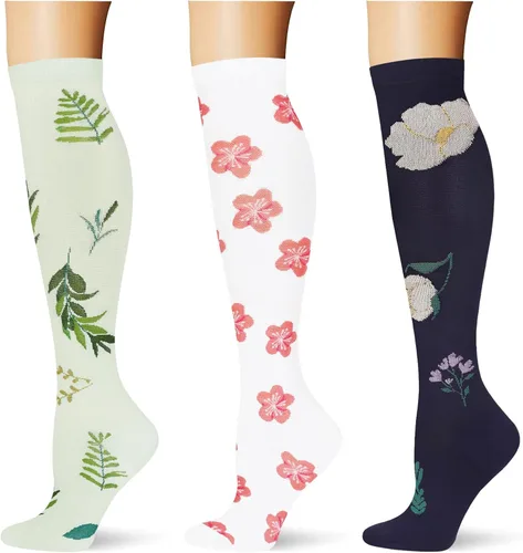 Miniatura 43 de (3 pares) Calcetines de compresión 20-30 mmHg, calcetines largos hasta la rodilla para mujeres y hombres, soporte atlético, para viajes y uso diario