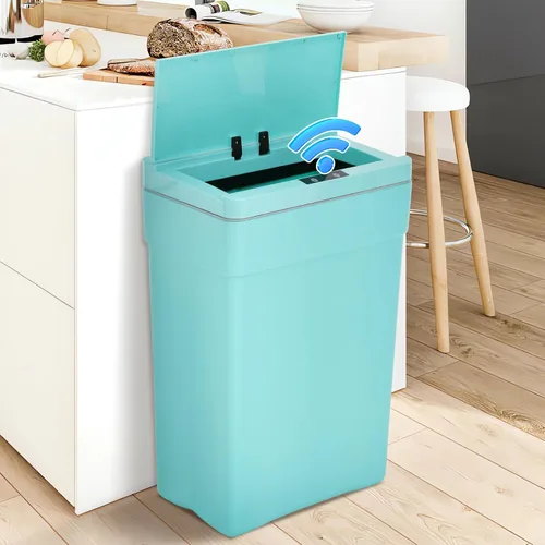 Dkeli Bote de basura automático de 13 galones para cocina, baño, dormitorio, oficina en casa, de plástico de alta capacidad sin contacto con tapa,