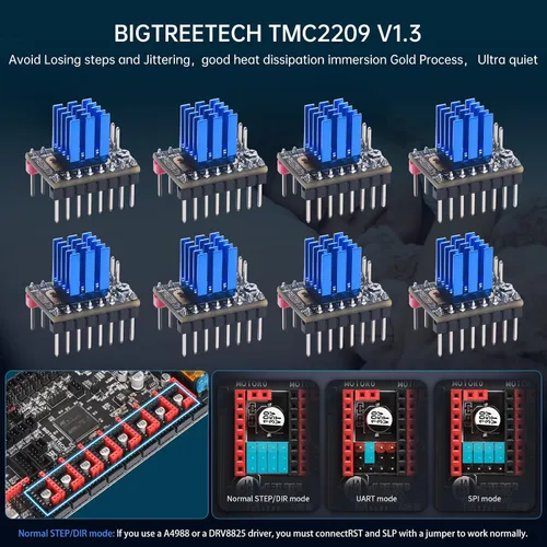 Miniatura 7 de BIGTREETECH Pi V1.2 Placa de control + pulpo V1.1+ 8 piezas TMC2209 V1.3 Kit de controlador de motor paso a paso Actualización Klipper para Voron