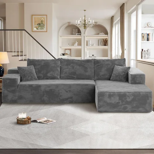Miniatura 16 de Sofás seccionales Cloud de 96 pulgadas para sala de estar, sofá sin hueso en forma de L con cómoda silla, sofá modular con asiento profundo,