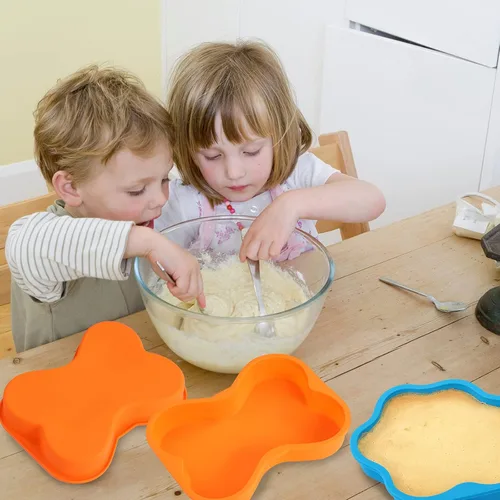 Miniatura 7 de 2 moldes de silicona para tartas de cumpleaños de perro, forma de hueso, 8 pulgadas