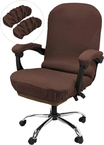 Miniatura 20 de NeColorLife Funda de terciopelo para silla de oficina con fundas para reposabrazos, funda elástica para silla de computadora de escritorio