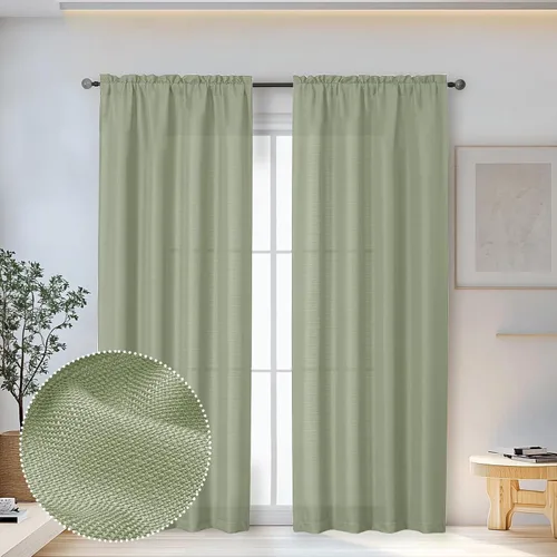 Miniatura 92 de OWENIE Bob Juego de 2 Paneles de Cortinas Negras de Cocina para Ventanas de 36 Pulgadas de Largo, Cortinas Cortas de Café con Textura de Lino