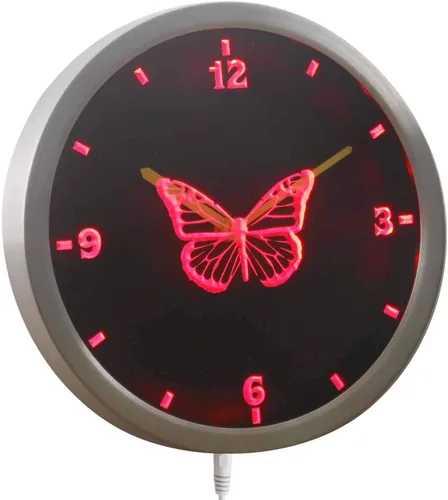 Miniatura 2 de ADVPRO nc0918-b Reloj de pared LED con señal de neón con luz nocturna para niños y niñas mariposa