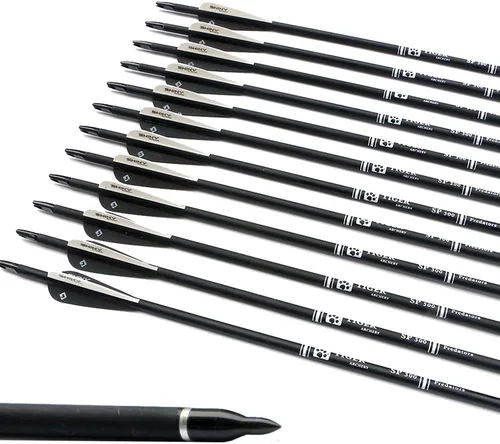 Miniatura 7 de TIGER ARCHERY - Flecha de carbono de 30 pulgadas con puntas extraíbles para arco compuesto y recurvo (paquete de 12 unidades)