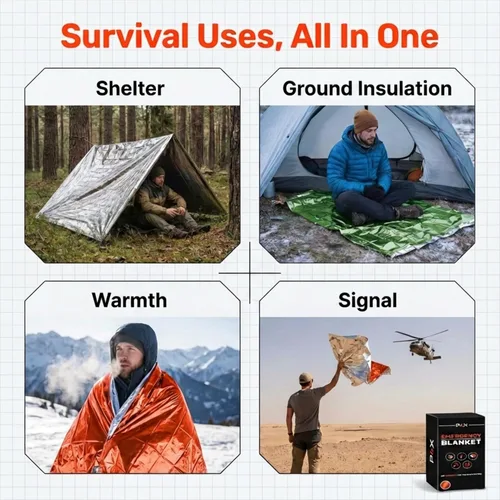 Miniatura 6 de PREPARED4X Paquete de 8 mantas Mylar – Manta de emergencia impermeable – Equipo de supervivencia resistente a rasgaduras y desgarros – Manta térmica