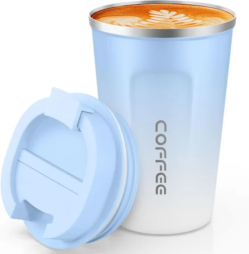 Miniatura 22 de Vaso térmico de acero inoxidable de 12 onzas con aislamiento al vacío, taza de viaje a prueba de derrames con tapa, para mantener caliente/café