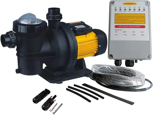 Bomba solar para piscina, potente bomba de agua solar PWS con controlador MPPT, 72 V CC, 1.2 HP, 62 pies, 92 GPM, adecuada para agua salada,