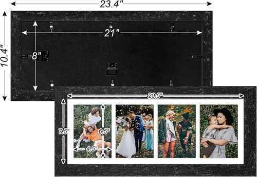 Miniatura 705 de Marcos de Fotos Collage de 13.5X15.5 con 7 Aberturas para Fotos de 4X6, Marco de Fotos Múltiples con Paspartú para Decoración de Pared, Grano