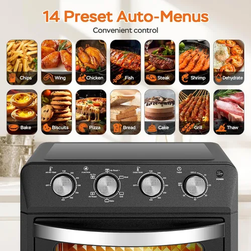 Miniatura 3 de Plum Chef Horno freidora de aire de 27.5 cuartos de galón, horno de convección de encimera 6 en 1, freír al aire, hornear, asar, tostar, calentar