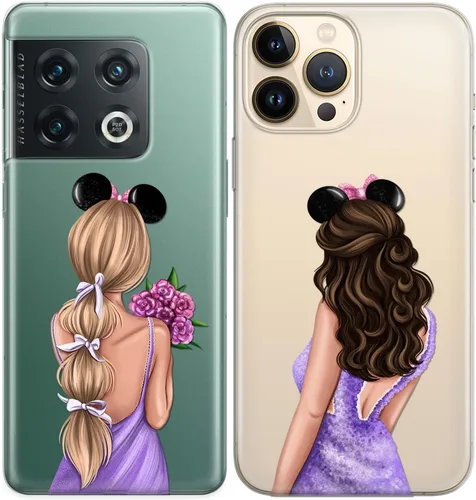 Miniatura 2 de Fundas a juego para parejas compatibles con iPhone 15 14 13 Pro Max 12 Mini 11 Xs 6s 8 Plus 7 Xr 10 SE X 5 Femenino Par de Nupcial Estampado Púrpura
