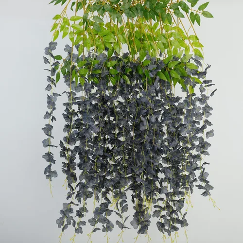 Miniatura 4 de Fermus Paquete de 24 guirnaldas de flores colgantes de glicina artificial, vid de glicina falsa para decoración de boda floral de jardín (negro)