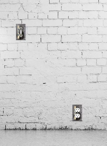 Miniatura 4 de WIRESTER Placa de pared dúplex con cubierta de salida - Cinta de casete transparente retro Hip Hop