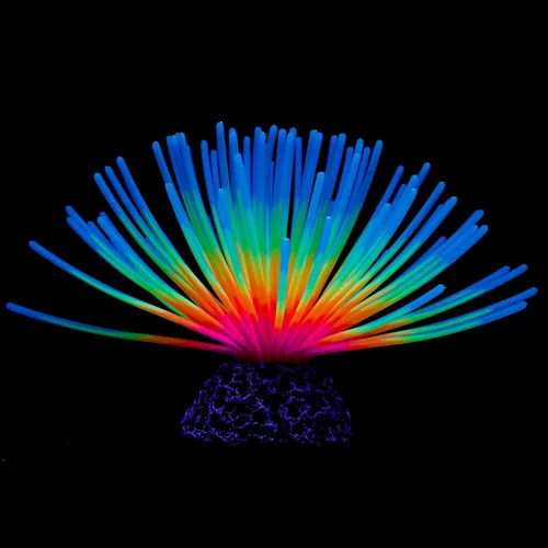 Uniclife Bola de erizo de mar azul iridiscente de imitación para acuario, adorno de silicona artificial con efecto brillante para decoración de