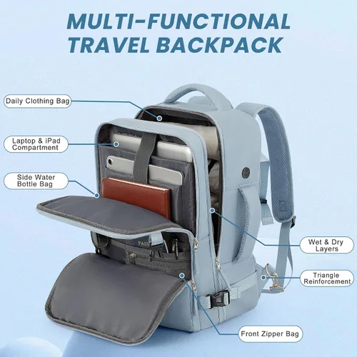 Miniatura 9 de Mochila de Viaje Sinaliy, Azul claro, Grande, Viajes