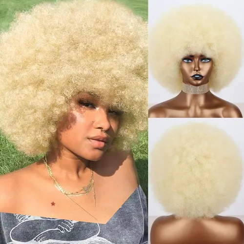 Miniatura 9 de Xinran Pelucas afro cortas de los años 70 para mujeres negras, peluca afro corta negra sintética grande de los años 70, peluca afro de 8 pulgadas 60