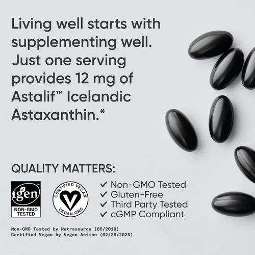 Miniatura 4 de Astaxanthin (0,0004 oz) con aceite de coco orgánico; sin gmo, verificado y vegano, potente antioxidante natural para ayudar a las articulaciones