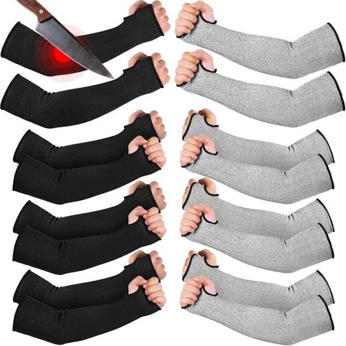 Miniatura 10 de JaGely 6 pares de mangas resistentes a cortes nivel 5 con agujero para el pulgar de 18 pulgadas, mangas de protección para brazos para granjeros