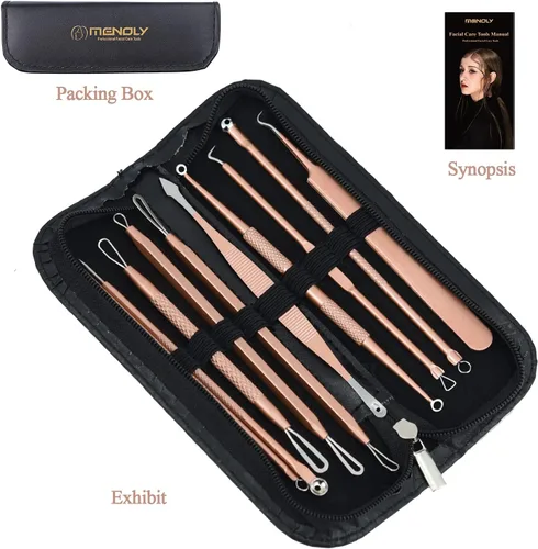 Miniatura 7 de MENOLY - Kit de herramientas para reventar espinillas, 10 unidades, removedor de puntos negros, extractor de comedones, kit de eliminación de acné