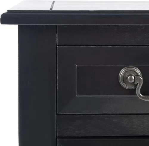 Miniatura 4 de SAFAVIEH Furniture - Mesa consola de 3 cajones Primrose - Negro - Madera maciza - Diseño clásico de granja - Ideal para entrada, sala de estar