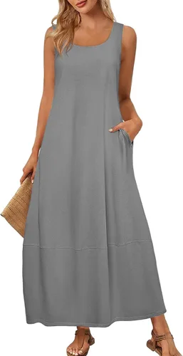 Miniatura 15 de Vestidos de iglesia para mujer 2025, casual, holgado, sin mangas, largo, fluido, vestido de verano con bolsillos